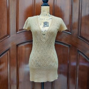 ⚡3/$20⚡ Vintage dELiA*s Tan Deep V Knit Sweater Tunic/Dress